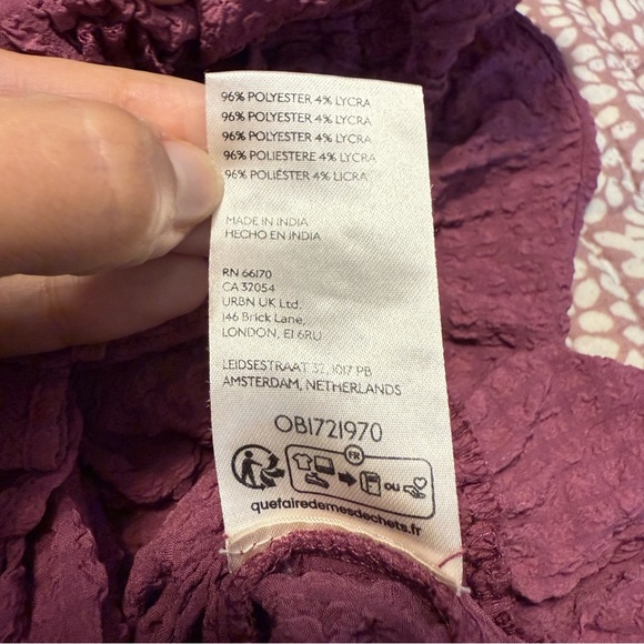 Free People Plum Seersucker Puff Sleeve Blouse - Picture 7 of 7